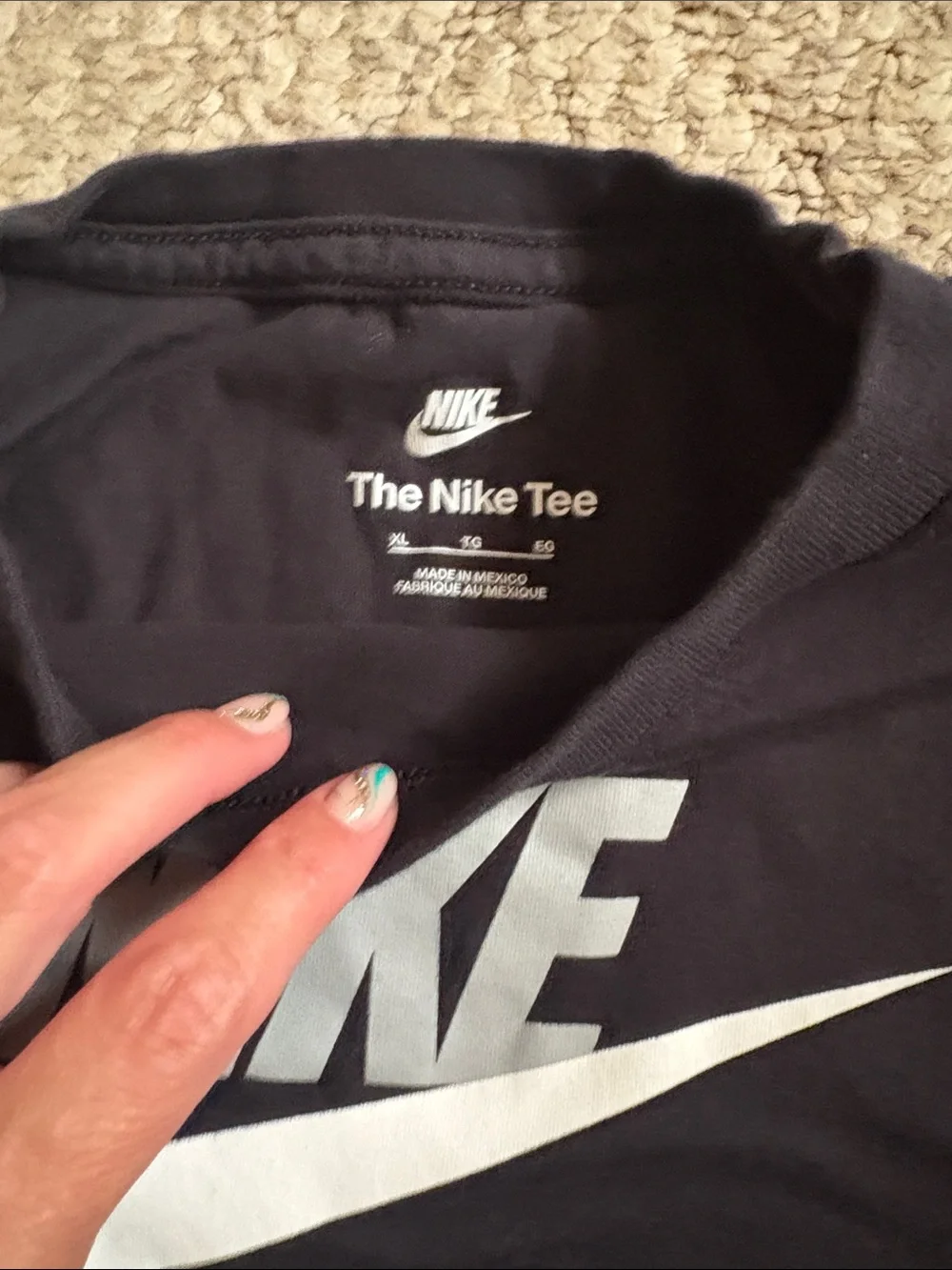 Nike Black T-Shirt with White Swoosh Logo